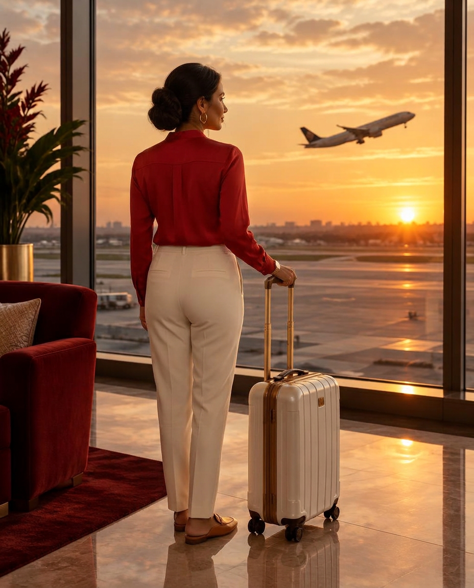 Mujer cumpliendo su meta de viajar